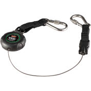 Ergodyne® Squids® 3000 Retractable Dual SS Carabiner, 1 lbs., Black