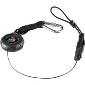 Ergodyne® Squids® 3001 Retractable Single Carabiner W/Loop End, 2 lbs., Black