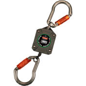Ergodyne 3003 Standard Gray Retractable Tool Lanyard - Dual Locking Carabiners