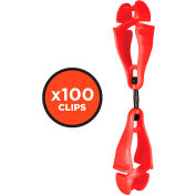 Ergodyne® 3420-BULK Squids® Swivel Glove Clip Holder, Dual Clips, 100-Pack, Red