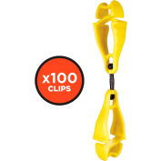 Ergodyne® 3420-BULK Squids® Swivel Glove Clip Holder, Dual Clips, 100-Pack, Lime