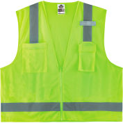 Ergodyne GloWear 8249Z-S Hi-Vis Surveyors Vest, Class 2, Economy, Single Size, XL, Lime