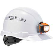 Ergodyne Skullerz® 8972LED Hard Hat Cap Style, Ratchet Susp, Vented, LED Light, Class C, White