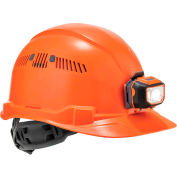 Ergodyne Skullerz® 8972LED Hard Hat Cap Style, Ratchet Susp, Vented, LED Light, Class C, Orange
