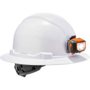 Ergodyne Skullerz® 8971LED Hard Hat, Full Brim, Ratchet Suspension, LED Light, Class E, White