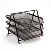 Mind Reader 3-Tier Mesh Paper File Tray with 3 Sliding Trays, Black