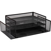 Mind Reader 6 Compartment Desk Organizer with 2 Side Compartments, 6 Pack, Black
