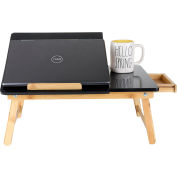 Mind Reader Bamboo Lap Desk avec toit inclinable pour ordinateur portable, noir