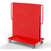 Valley Craft Modular A-Frame Bin Cart F89546 w/2 Round-Peg Pegboard Panels 48"W x 30"D x 62"H, Red