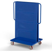 Valley Craft Modular A-Frame Bin Cart F89550 w/2 Round-Peg Pegboard Panels 36"W x 30"D x 62"H, Blue