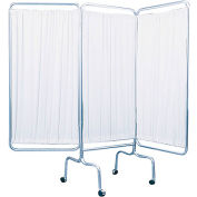FEI Standard 3 panneaux écran de confidentialité avec roulettes, panneaux de vinyle de 6 mil, 48 « L x 68"H, Blanc