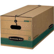 Fellowes Recycled Stor/File Legal Storage Boxes, 24"L x 15"W x 10"H, Kraft & Green - Pkg Qty 12