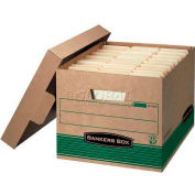 Fellowes Recycled Stor/File Letter/Legal Storage Boxes, 15'L x 12"W x 10"H, Kraft & Green - Pkg Qty 12