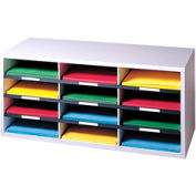 Fellowes® 12-Section Compartment Sorter, Melamine Laminated, Dove Gray