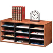 Fellowes® 12-Section Compartment Sorter, Melamine Laminated, Medium Oak