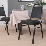 Flash Furniture Banquet Stacking Chair - Vinyl - 2-1/2" Seat Cushion - Black - Pkg Qty 4