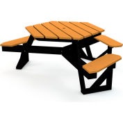 Frog Furnishings Recycled Plastic 6 ft. Hex Table Black Frame, ADA, Cedar