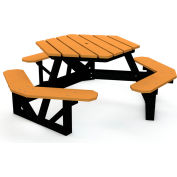 Global Industrial Recycled Plastic Hexagon Picnic Table With Black Frame, 6', Cedar