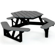 Table de™ pique-nique Hexagone Industrielle Mondiale 6', Plastique Recyclé, Gris