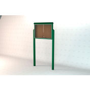 Frog Furnishings Large Message Center, Recycled Plastic, One Side, Two Posts, Green, 51"W x 36"H