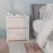 Flash Furniture 2 Drawer Wood Top Nightstand Storage Organizer, Cast Iron Frame and Drawers, White