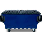 Toter 1 Cubic Yard Front Loading Dumpster W/ Bumpers, Waste Blue - FR010-00718