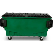 Toter 1 Cubic Yard Front Loading Dumpster W/ Bumpers, Waste Green - FR010-00925