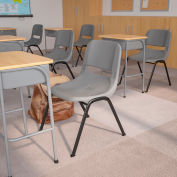 Flash Furniture Ergonomic Shell Stack Chair  - Plastic - Gray - Hercules Series - Pkg Qty 4