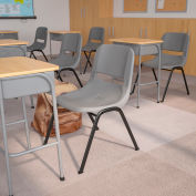 Flash Furniture Ergonomic Shell Stack Chair - Plastic - Gray - Hercules Series - Pkg Qty 4