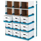 Fellowes Bankers Lettre/Fichier de boîte juridique/Coque de boîte cube, 15"L x 12"W x 10"H, Blanc &Bleu, qté par paquet : 6