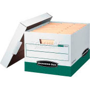Fellowes R-Kive® Letter/Legal Storage Boxes, 15"L x 12"W x 10"H, White & Green - Pkg Qty 12