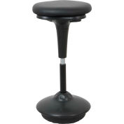 Interion® Active Seating Stool - Synthetic Leather - 25"H - 33"H - Black