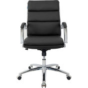 Interion® Antimicrobial Bonded Leather Modern Ribbed Executive Chair, Black