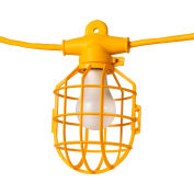 Bergen Industries Temp Light Stringer, 14/3 SJTW 100', 12W, 1100lm LED Lamps Included, Plastic Cages