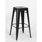 Interion® 24"H Tabouret de hauteur de comptoir en acier - Noir - 4/Pack