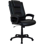 Interion® Antimicrobial Bonded Leather Executive Office Chair With Arms, Black
