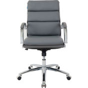 Interion® Antimicrobial Bonded Leather Modern Ribbed Executive Chair, Charcoal Gray