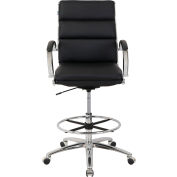 Interion® Antimicrobial Bonded Leather Modern Ribbed Executive Stool, Black