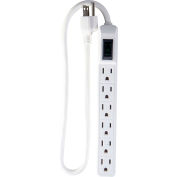 Mini Surge Protected Power Strip, 6 Outlets, 15A, 90 Joules, 2-1/2' Cord - Pkg Qty 24
