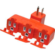GoGreen Power 3 Outlet Tri-tap adaptateur avec housses, GG-03431OR - Orange