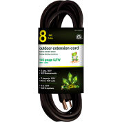 GoGreen Power 16/3 SJTW 8ft Heavy Duty Extension Cord, GG-13708BK - Noir