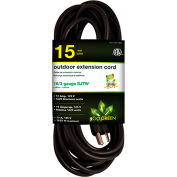 GoGreen Power 16/3 SJTW 15ft Heavy Duty Extension Cord, GG-13715BK - Noir