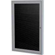 Ghent Enclosed Letter Board - Outdoor - Flannel - Silver Frame - 24" W x 36" H - Black