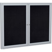 Gand Enclosed Bulletin Board - 2 Door - Black Recycled Rubber w/Silver Frame - 36" x 48"