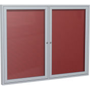 Gand Letter Board Fermé - 2 Door - Burgundy Letterboard w/Silver Frame - 36" x 60"