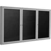 Gand Letter Board Fermé - Extérieur / Indoor - 3 Door - Black Flannel w/Silver Frame - 36" x 72"