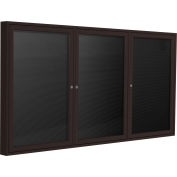 Ghent Enclosed Letter Board - Outdoor - 3 Door - Black Vinyl w/Bronze Frame - 36" x 72"