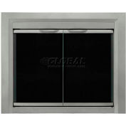 Foyer agréable cheminée Colby verre porte du soleil Nickel CB-3301 37-1/2" L x 33" H