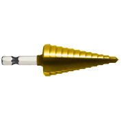 Cle-Line 1874-TN 1/4-3/4 x 1/16 HSS Heavy-Duty TiN 118 Step Drill