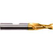 Cleveland HGC-2-TN HSS-Cobalt 2-Flute TiN Square Single End Mill, 1/4 » x 3/8 » x 1/2 » x 2-7/16 »